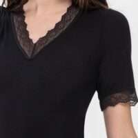 Dames hemd Silk Touch Wool zwart (70% wol)