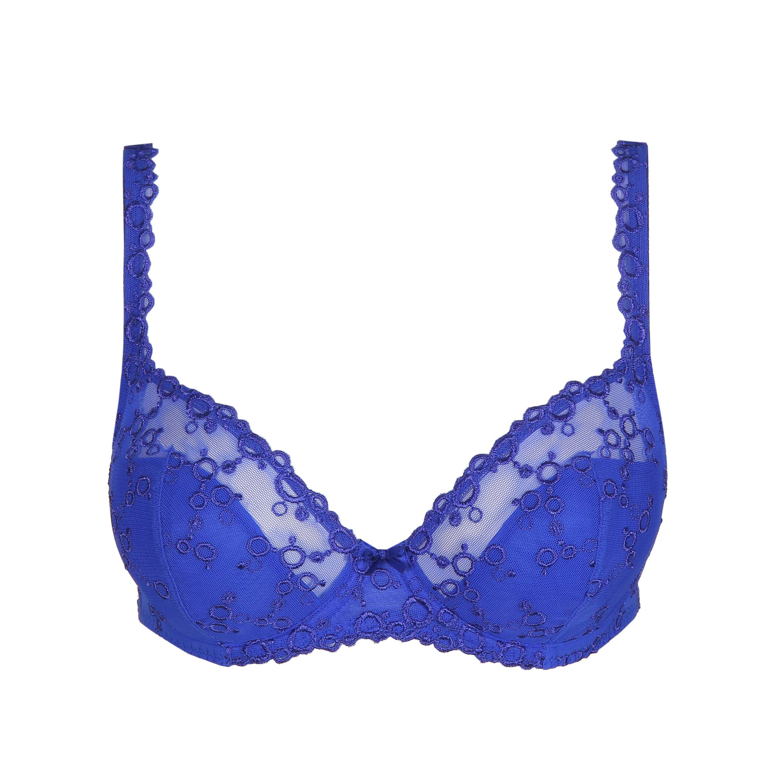 NELLIE Electric Blue plunge bh halve mousse cups NELLIE Electric Blue plunge bh halve mousse cups