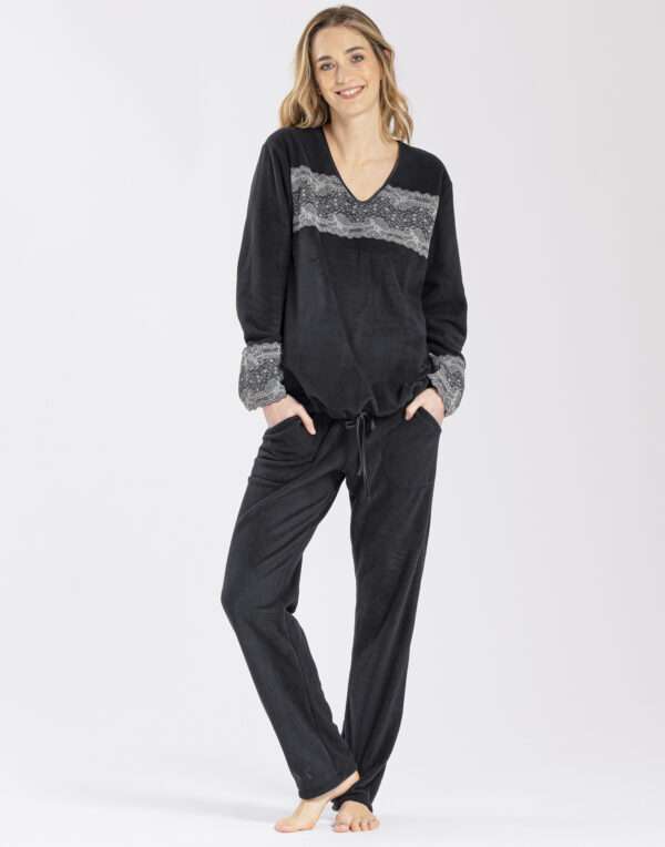 Pyjama zwart (fleece)