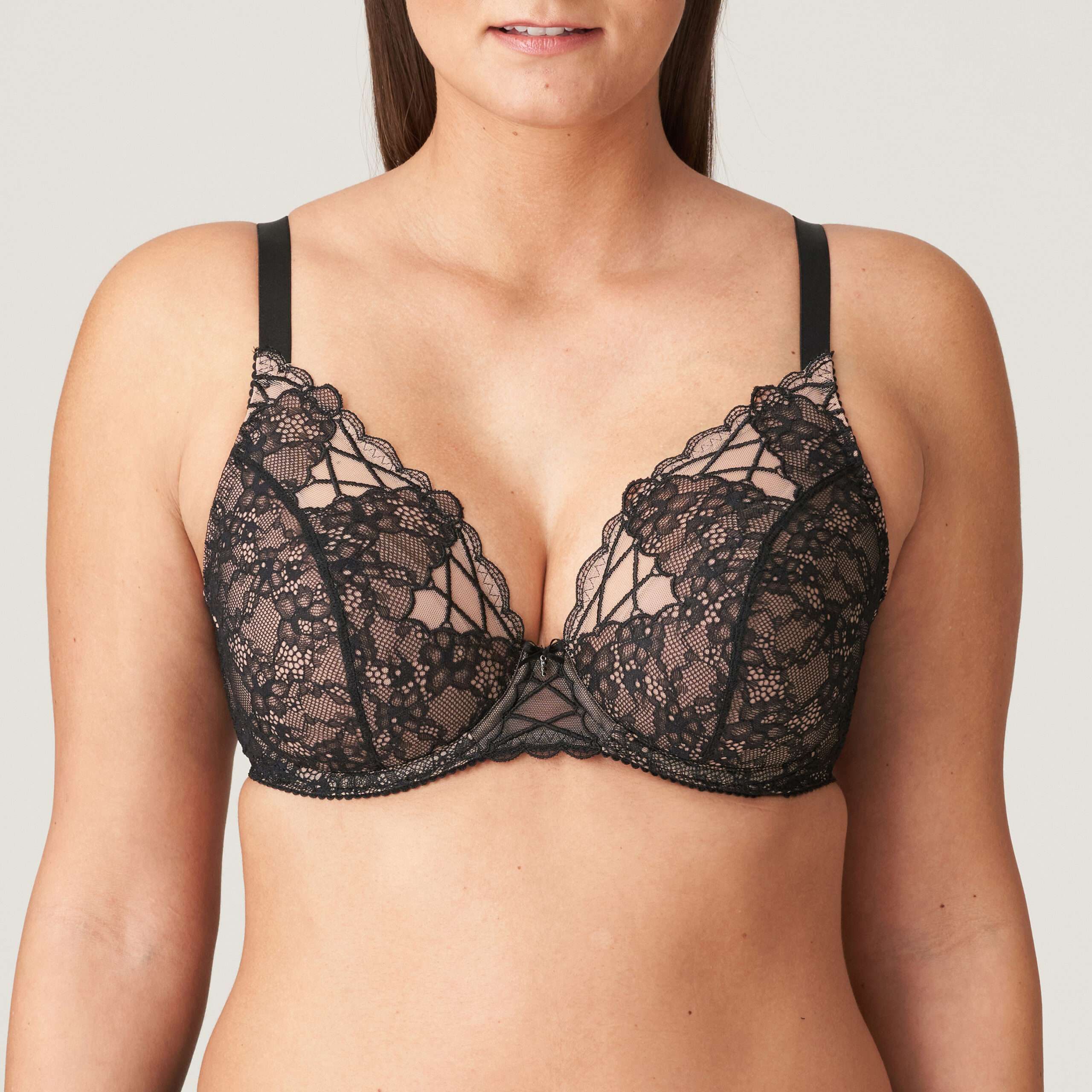 LIVONIA zwart plunge bh halve mousse cups