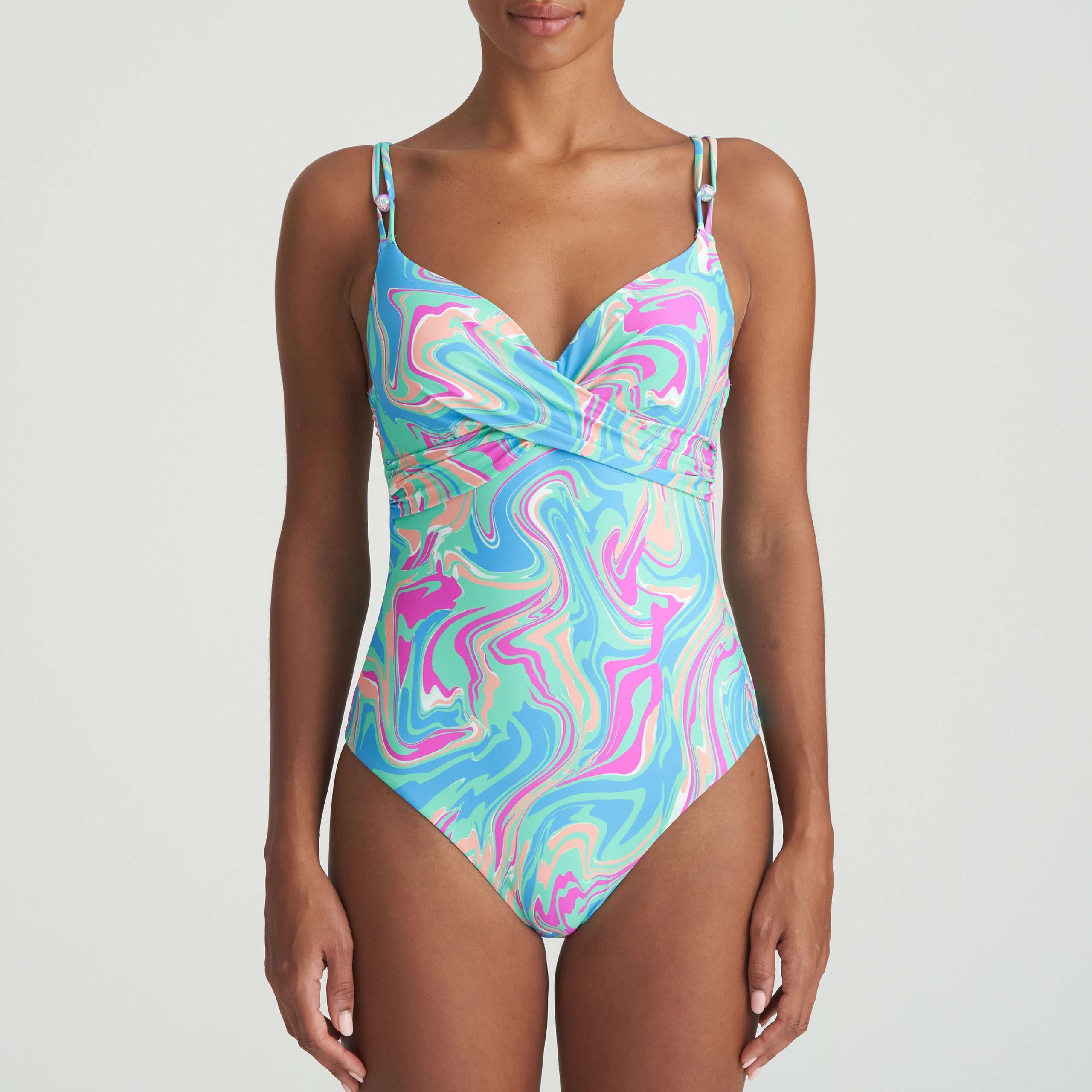 ARUBANI Ocean Swirl voorgevormd plunge badpak ARUBANI Ocean Swirl voorgevormd plunge badpak