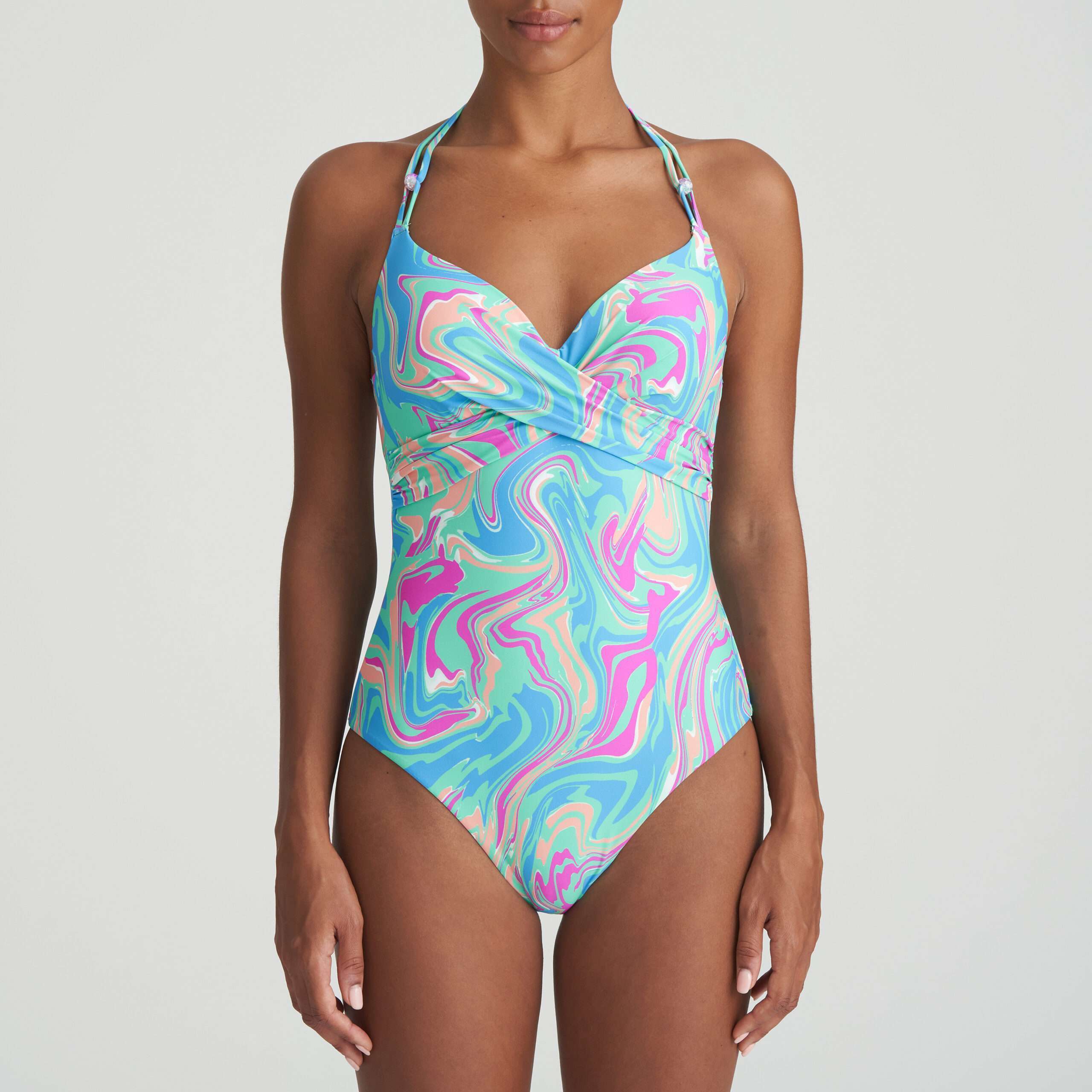 ARUBANI Ocean Swirl voorgevormd plunge badpak ARUBANI Ocean Swirl voorgevormd plunge badpak