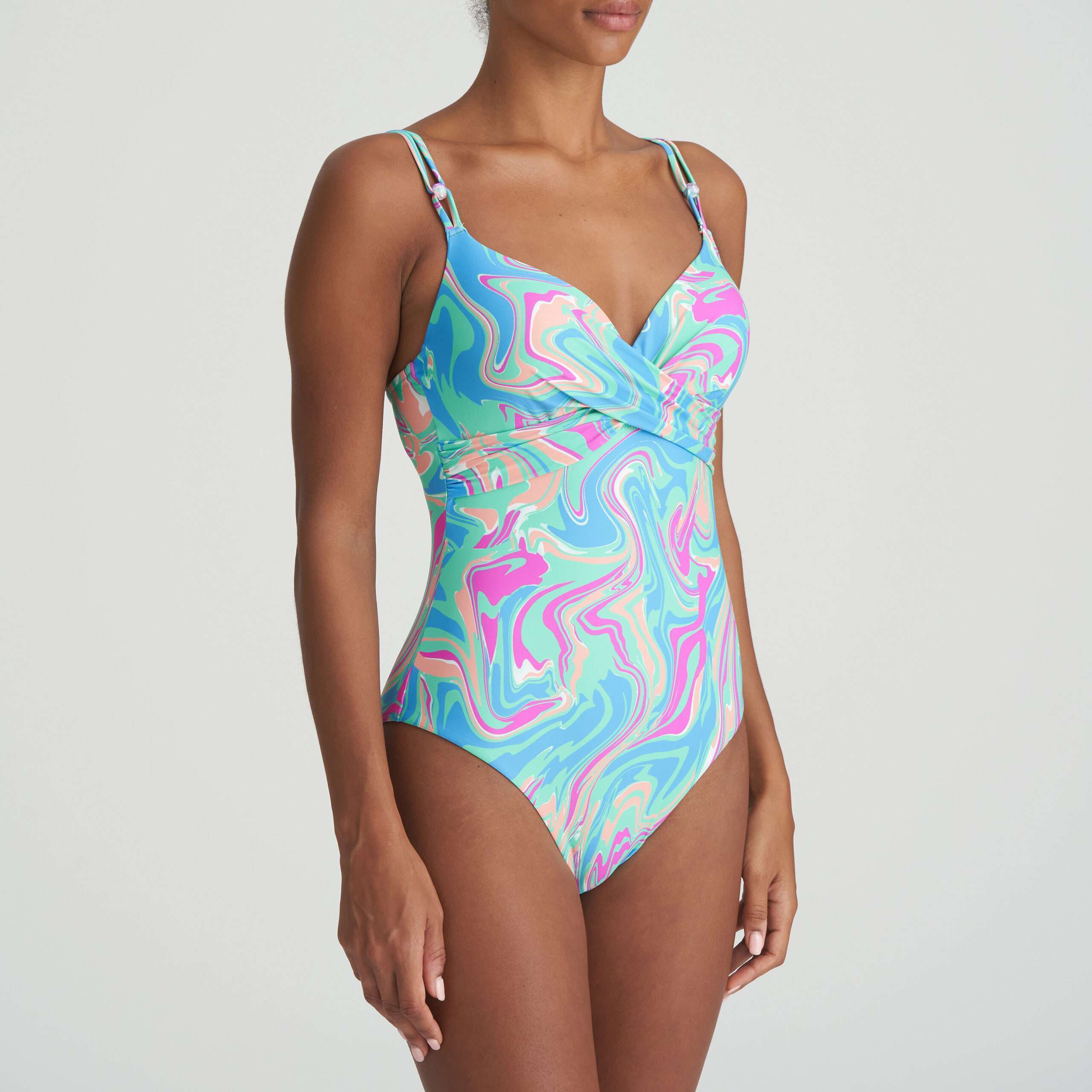 ARUBANI Ocean Swirl voorgevormd plunge badpak ARUBANI Ocean Swirl voorgevormd plunge badpak