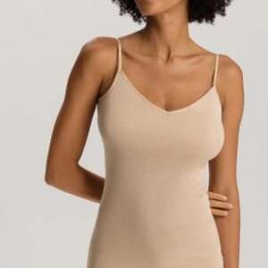 Cotton Seamless spaghetti top iced cappuccino (100% katoen)