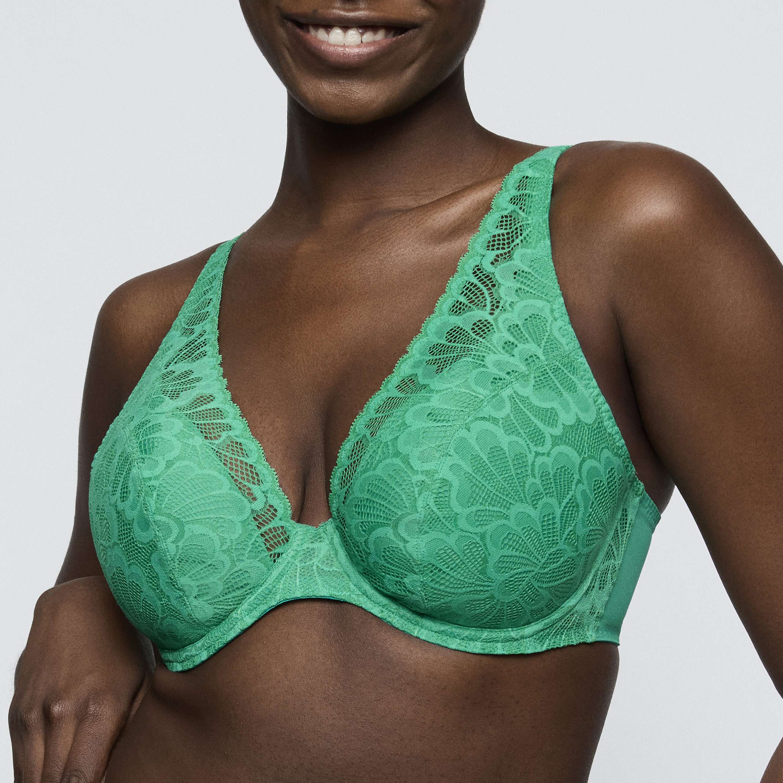 MOCUTO Vivid Green plunge bh halve mousse cups