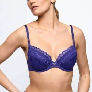 CERINA velvet blue push-up bh uitneembare pads